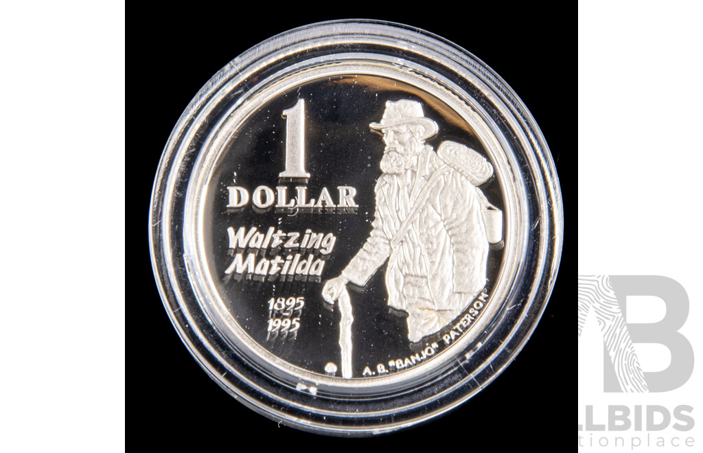Australian RAM 1995 Silver Proof One Dollar Coin, Waltzing Matilda .925