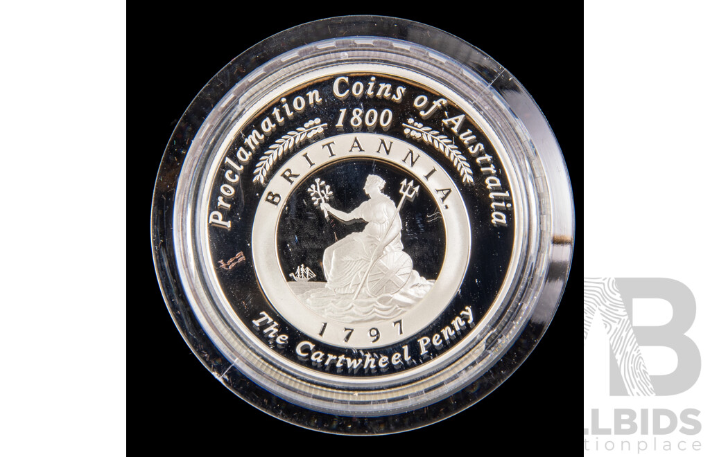 Australian RAM 2000 Silver One Dollar, Proclamation Coins of Australia 1797 Cartwheel Penny .999