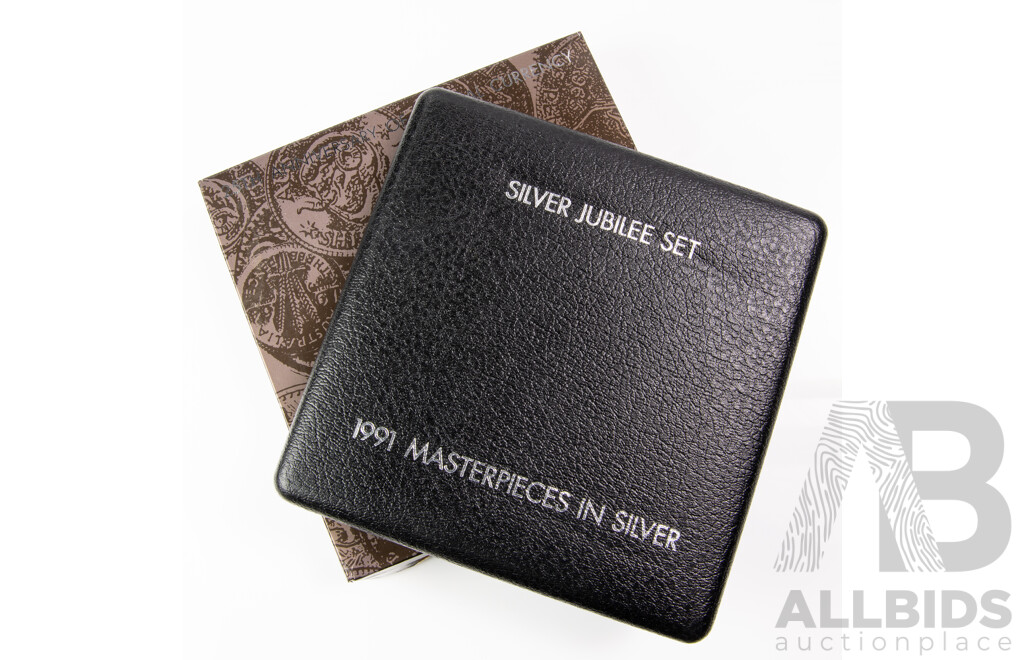 Australian 1991 Masterpieces in Silver Jubilee Proof Coin Set, 25th Anniversary of Decimal Currency .925