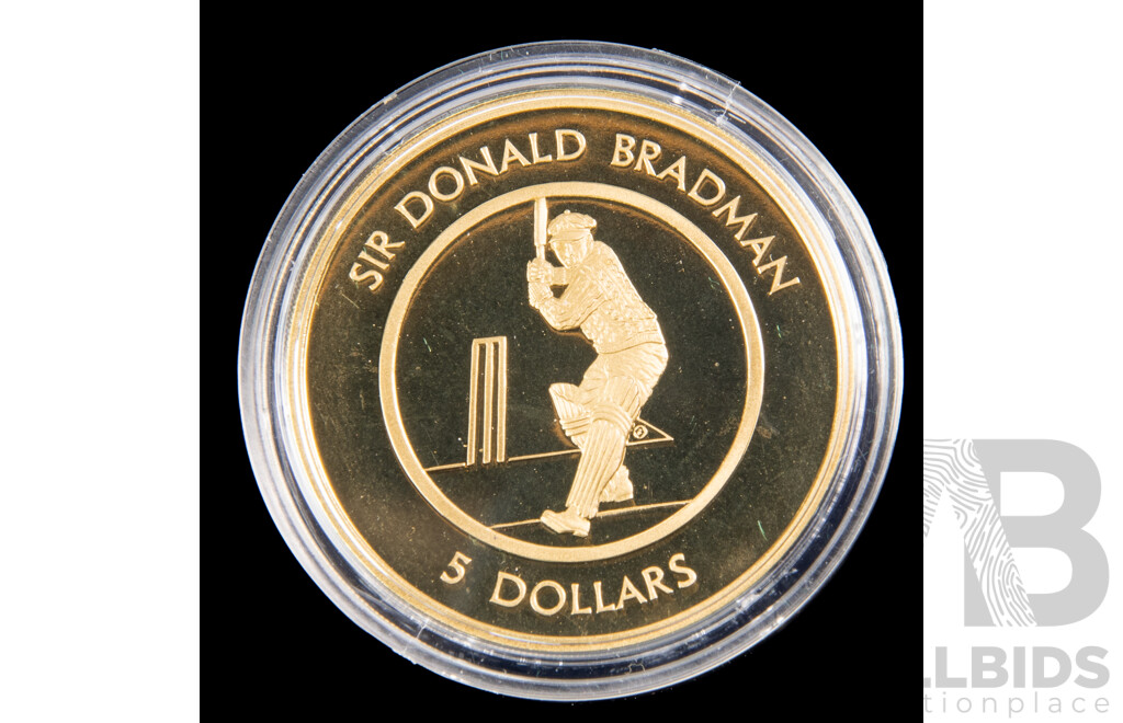Australian RAM 1996 Five Dollar Proof Coin - Donald Bradman