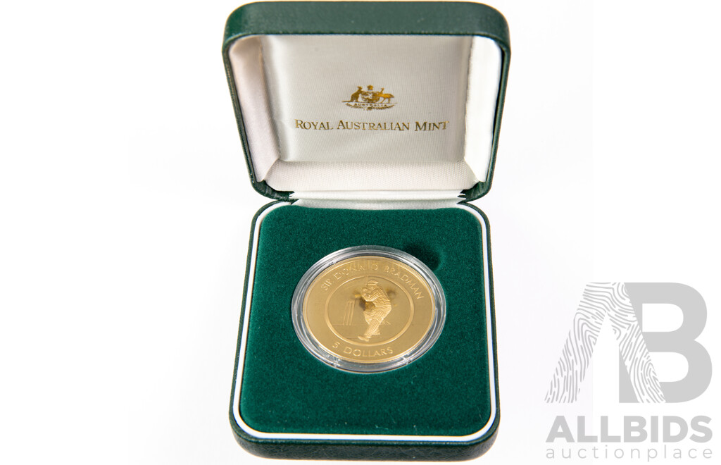 Australian RAM 1996 Five Dollar Proof Coin - Donald Bradman