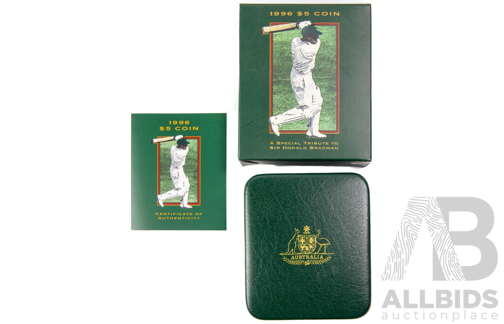Australian RAM 1996 Five Dollar Proof Coin - Donald Bradman