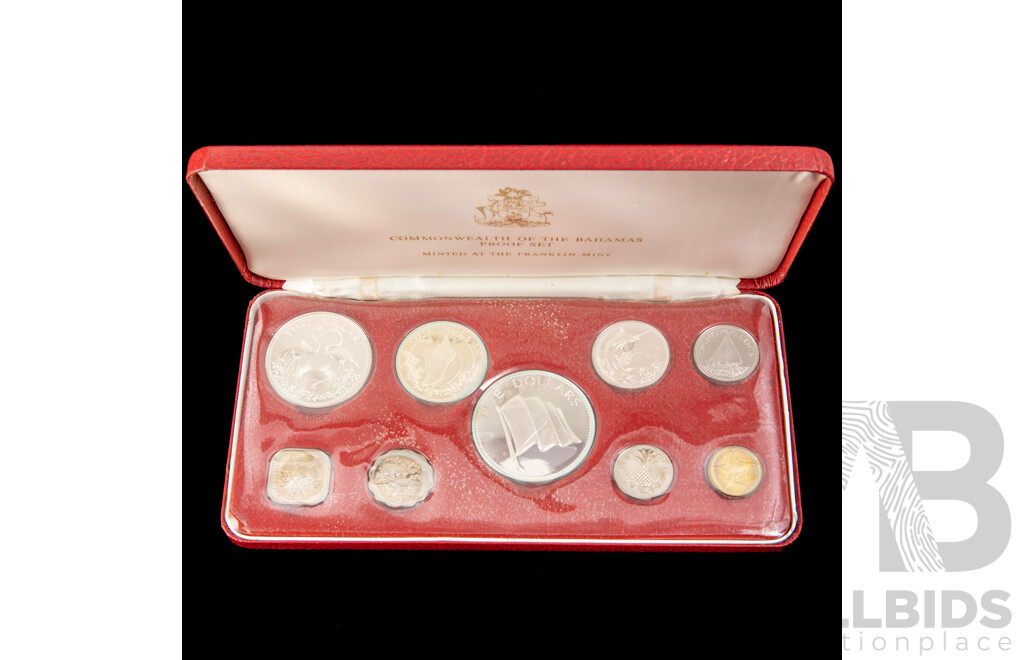 Commonwealth of the Bahamas Franklin Mint Nine Silver Proof Coin Set .925 .800