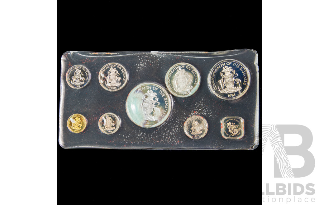 Commonwealth of the Bahamas Franklin Mint Nine Silver Proof Coin Set .925 .800