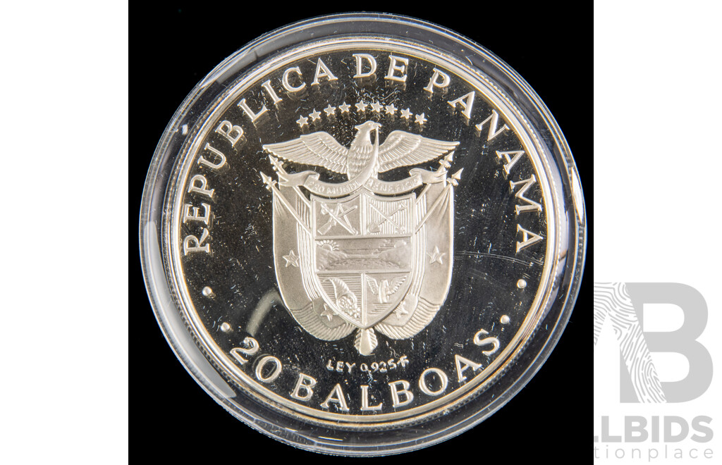 Republic of Panama Franklin Mint 1974 Silver Twenty Balboas Coin .925