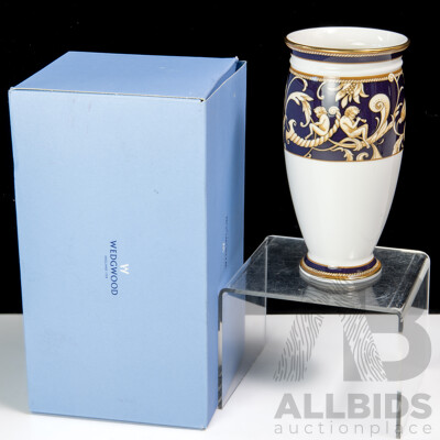 Wedgwood Cornucopia Porcelain Vase in Original Box