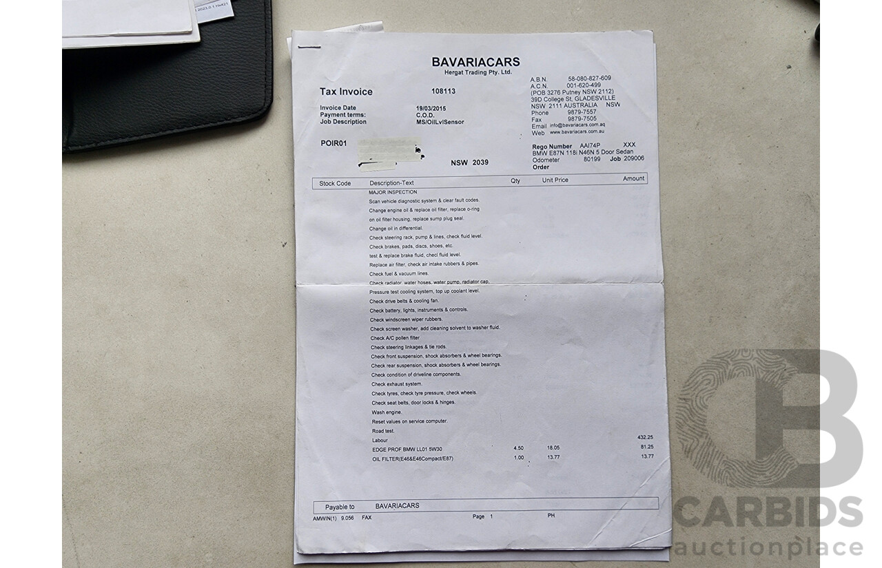 5/2008 Bmw 1 18i E87 MY07 UPGRADE 5d Hatchback Black 2.0L