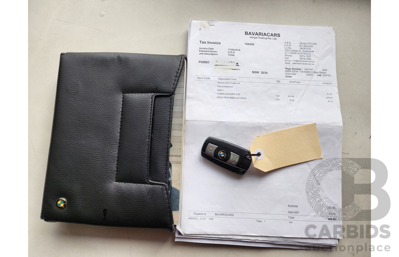5/2008 Bmw 1 18i E87 MY07 UPGRADE 5d Hatchback Black 2.0L