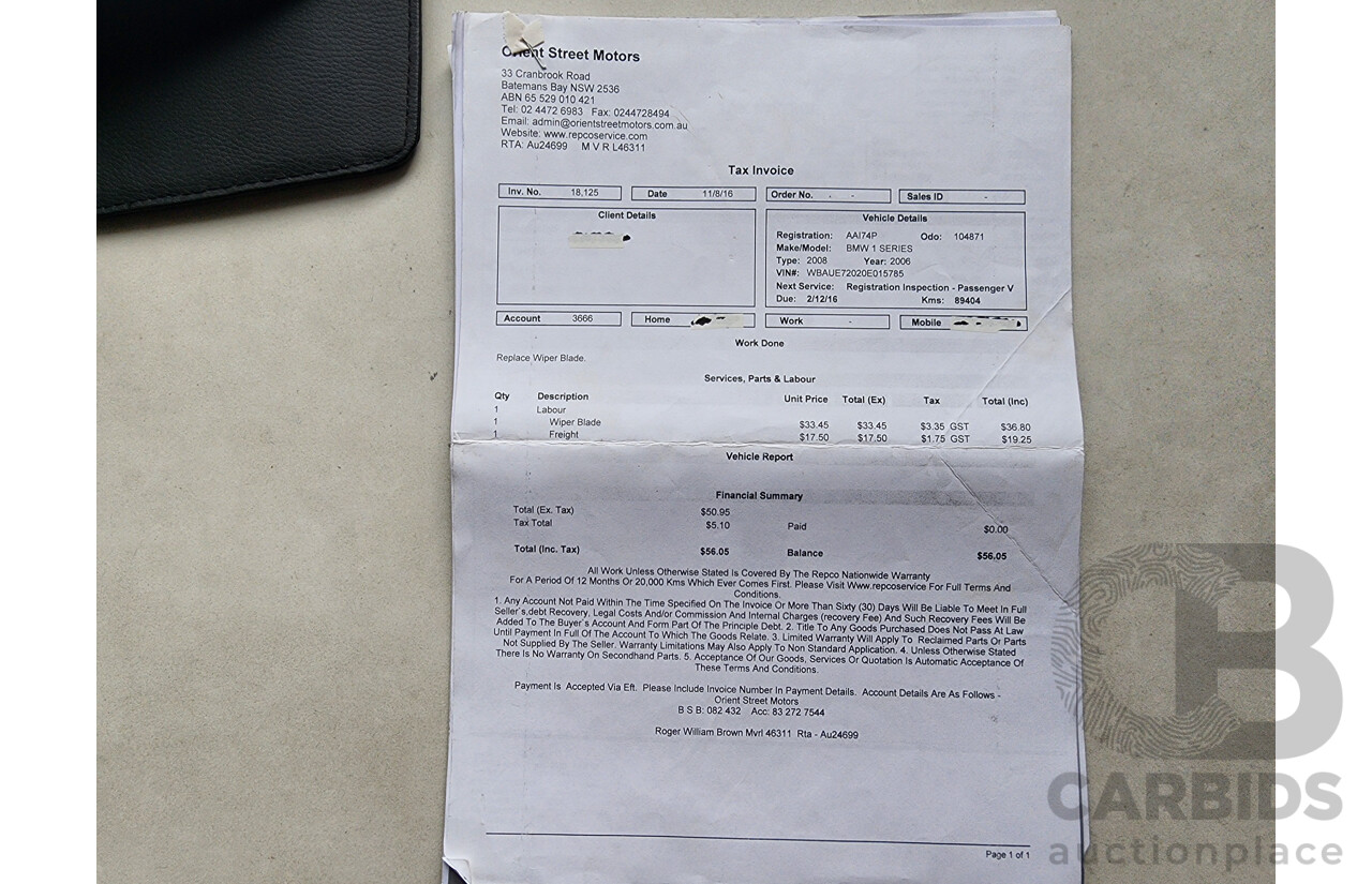 5/2008 Bmw 1 18i E87 MY07 UPGRADE 5d Hatchback Black 2.0L
