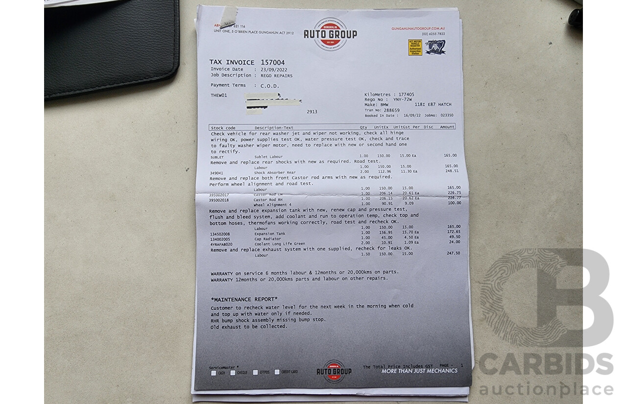 5/2008 Bmw 1 18i E87 MY07 UPGRADE 5d Hatchback Black 2.0L