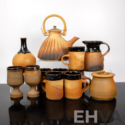 Collection Australian Studio Pottery Including Lidded Teapot by Tony Martin and More