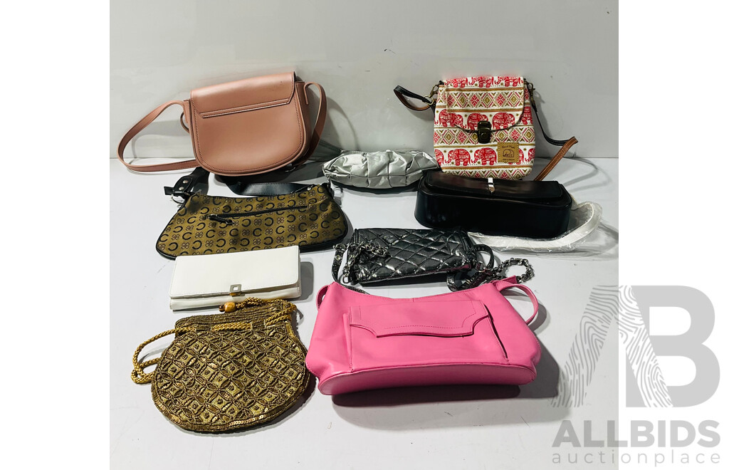 Collection of Handbags and Purses From Several Makes Including Leather Examples