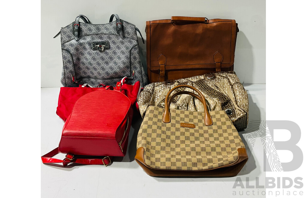 Collection of Bags and Handbags with Several Brand Marks Including Leather Examples