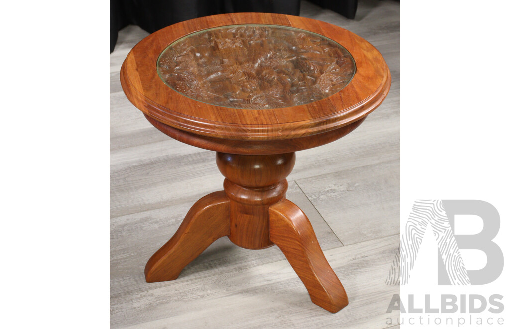 Set of Three Carved Hardwood Side Tables