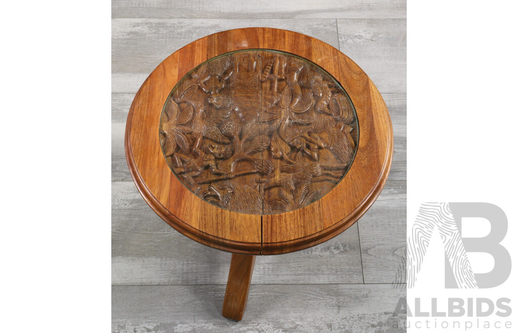 Set of Three Carved Hardwood Side Tables
