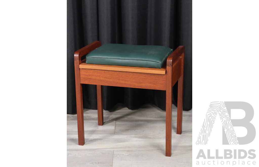 Hardwood Lift Top Piano Stool with Upholstered Seat