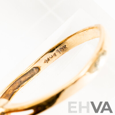 10ct Yellow Gold Love Ring with Topaz, Size N, 1.74 Grams