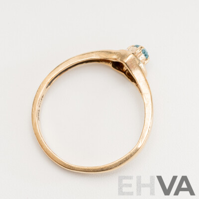 10ct Yellow Gold Love Ring with Topaz, Size N, 1.74 Grams