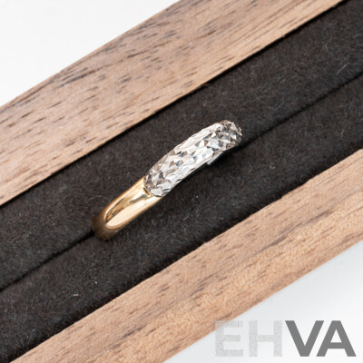 Single 9ct Two Tone Patterned Hoop Earring, 11mm, 0.46 Grams