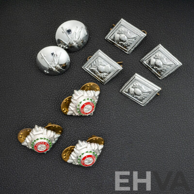 Collection of Stokes & Parkes Silver Tone Buttons and Australian Army Officer Rank Anondised Pips