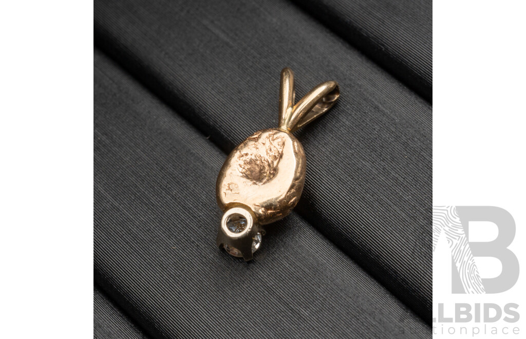 9ct Diamond Organic Nugget Style Pendant with Fixed Bale, 15mm, TDW 0.10ct, 1.66 Grams