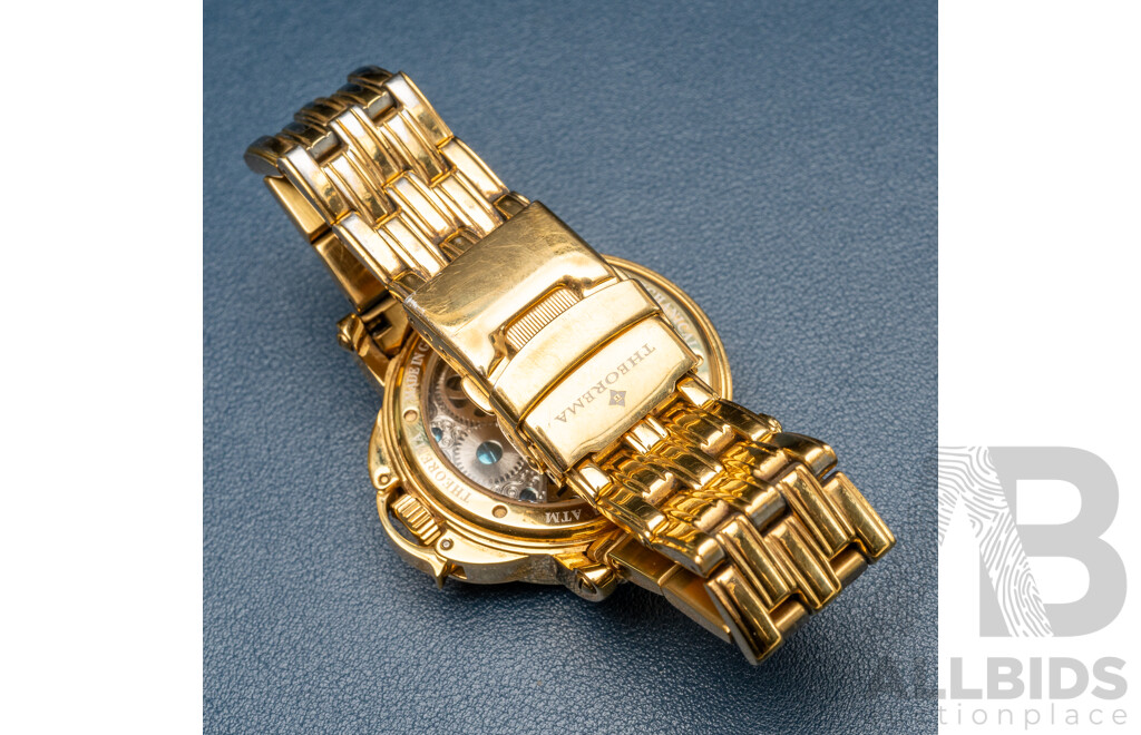 Theorema GM-101 Gold Tone Skeleton Watch, Made in Germany, 47mm