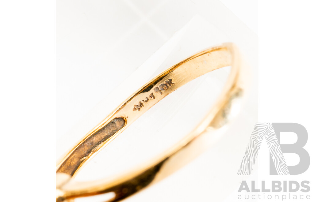 10ct Yellow Gold Love Ring with Topaz, Size N, 1.74 Grams