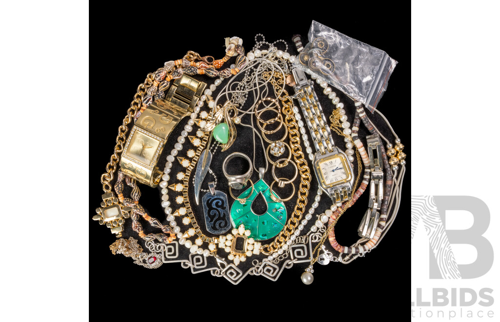 Collection of Jewellery Items Including Guess Watch and Freshwater Cultured Pearl Necklace & Bracelet
