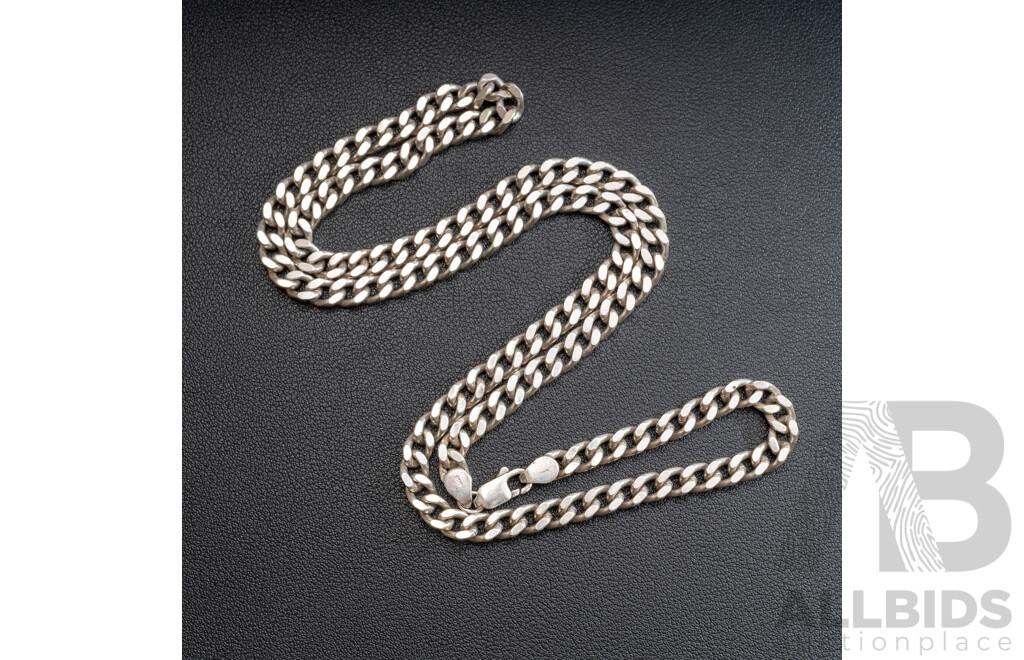 Sterling Silver Solid Curb Link Necklace, 65cm, 74.95 Grams