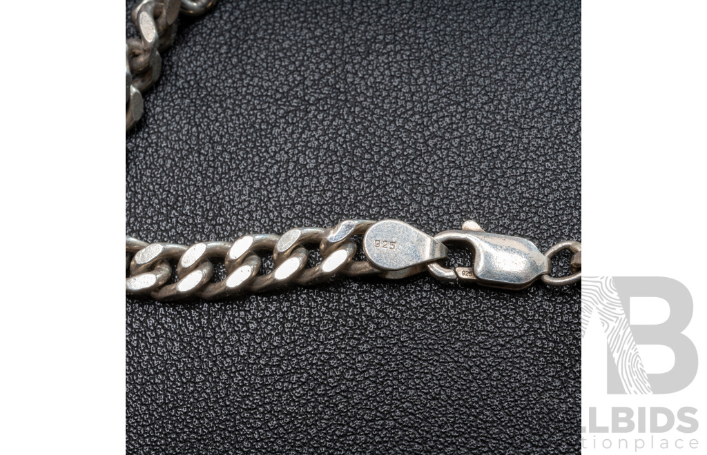 Sterling Silver Solid Curb Link Necklace, 65cm, 74.95 Grams