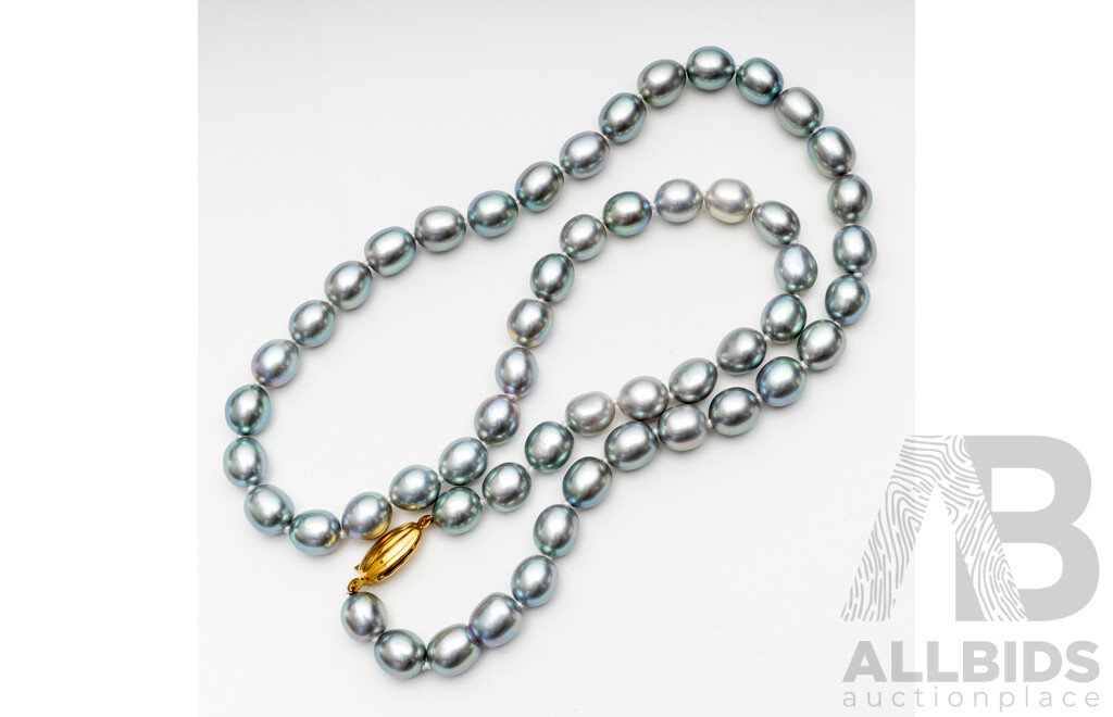 9ct Freshwater Cultured Pearl Necklace, Silver/grey, 54cm