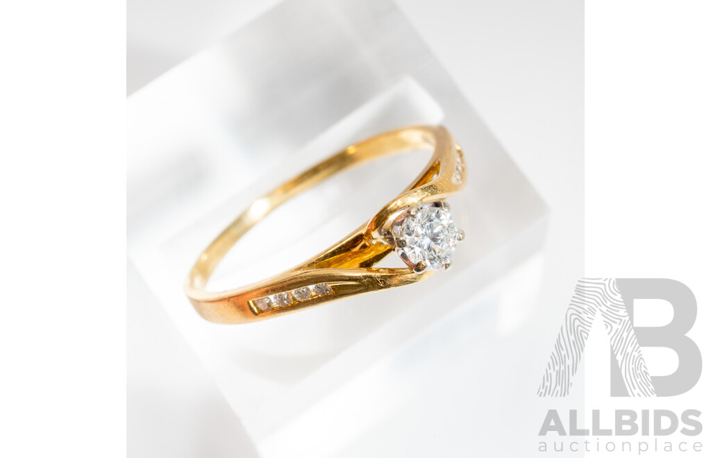 18ct Diamond Engagement Ring, Est TDW 0.25ct, Size Q, 2.35 Grams