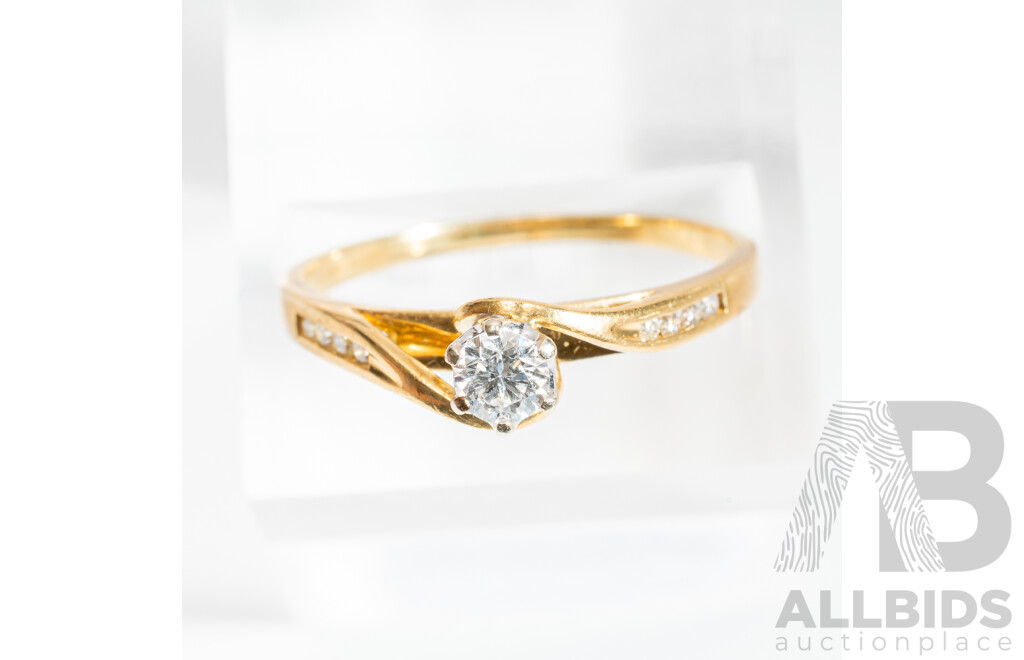 18ct Diamond Engagement Ring, Est TDW 0.25ct, Size Q, 2.35 Grams
