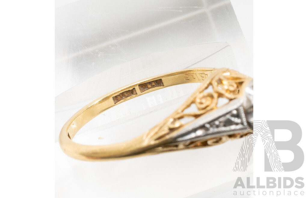 18ct Plat Vintage Diamond Ring, Est TDW 0.10ct, Size M, 2.30 Grams