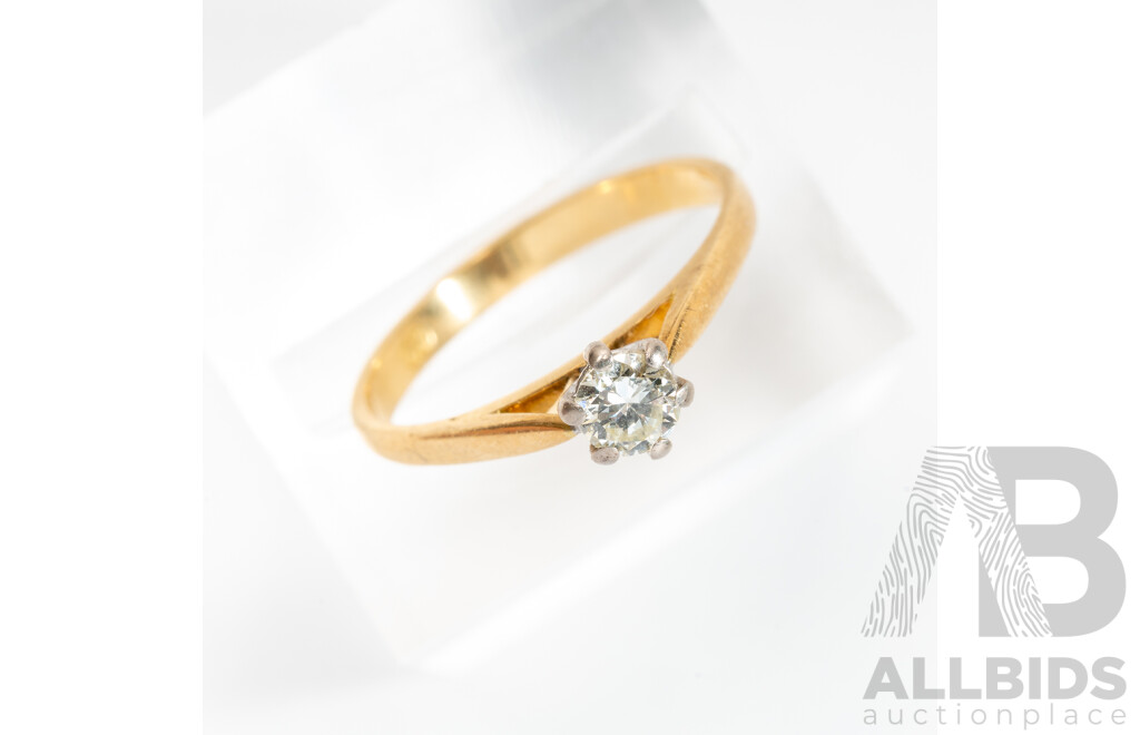 18ct Diamond Solitaire Ring, Est TDW 0.20ct, Size M, 2.21 Grams