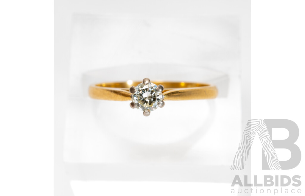 18ct Diamond Solitaire Ring, Est TDW 0.20ct, Size M, 2.21 Grams