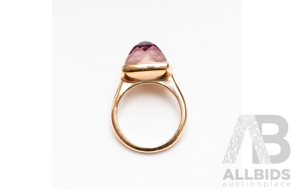 Swarovski Tempo Antique Rose Gold Tone Pink Crystal Ring, Size J, in Original Presentation Box