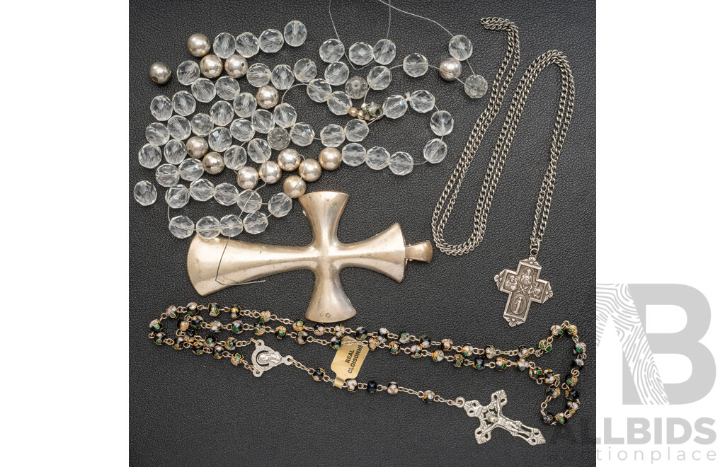 Authentic Cloisonne Rosary Beads with St Christopher/st Jude Medallion and Large Silver Cross Crystal Beads (repair)