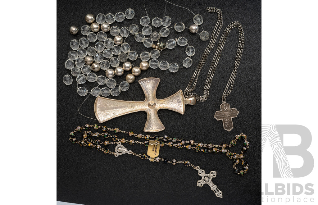 Authentic Cloisonne Rosary Beads with St Christopher/st Jude Medallion and Large Silver Cross Crystal Beads (repair)
