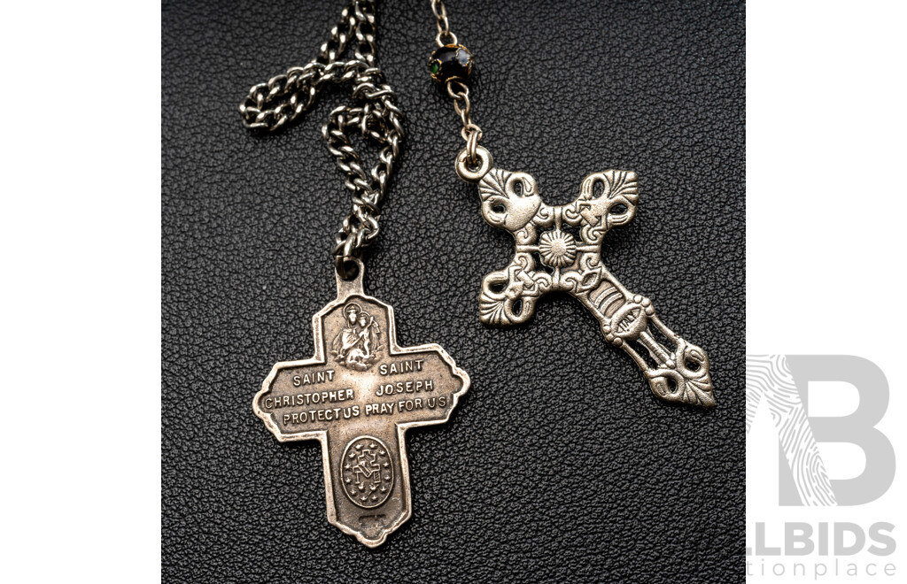 Authentic Cloisonne Rosary Beads with St Christopher/st Jude Medallion and Large Silver Cross Crystal Beads (repair)