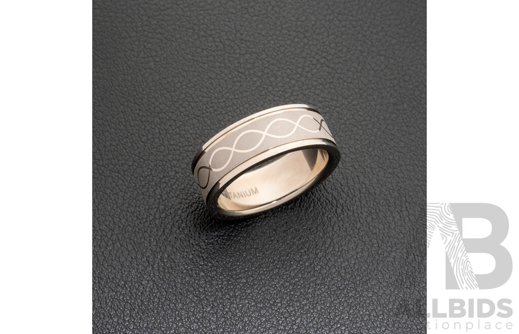 NEW - Titanium Wedding Ring with Infintiy Pattern to Full Hoop, Size Y, 6.0 Grams