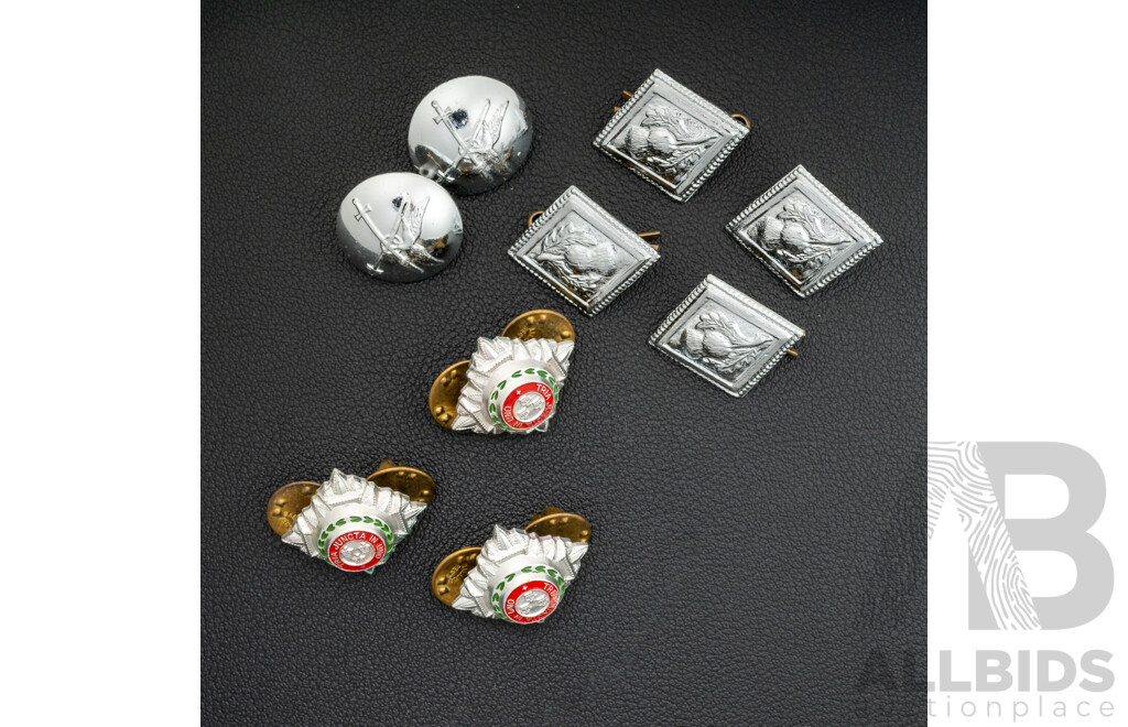 Collection of Stokes & Parkes Silver Tone Buttons and Australian Army Officer Rank Anondised Pips