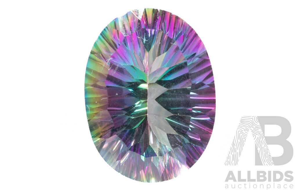 Mystic Topaz Oval Cut Unset Gemstone, 19.0ct