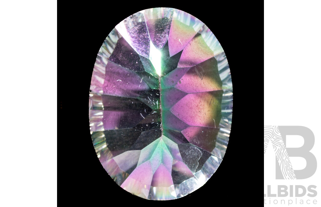 Mystic Topaz Oval Cut Unset Gemstone, 19.0ct