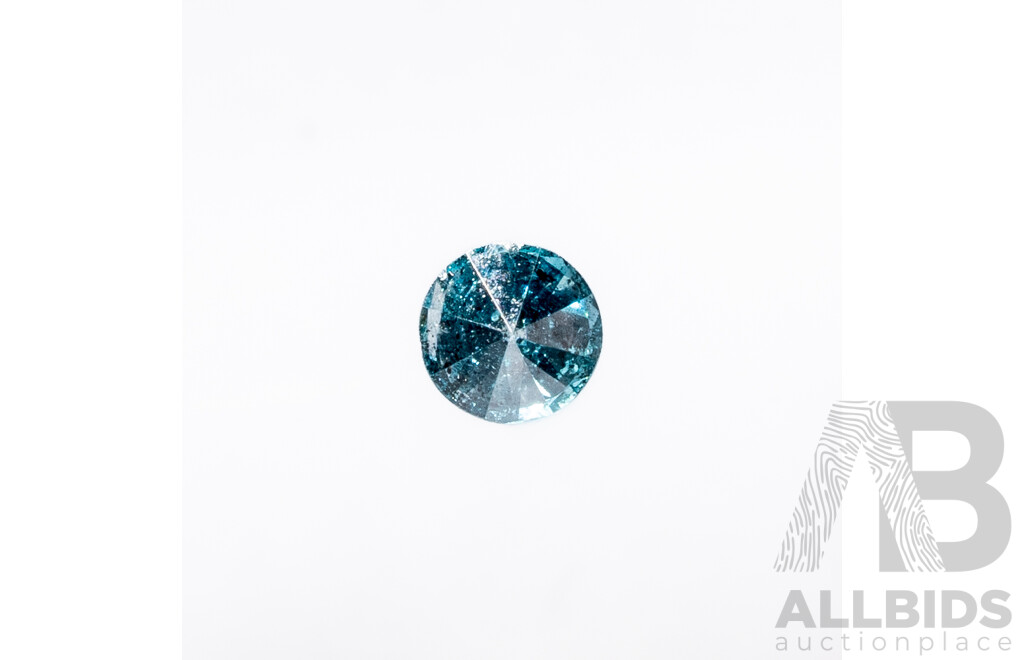 Fancy Diamond, Greenish-blue African Round Brilliant Cut Gemstone, 0.13ct