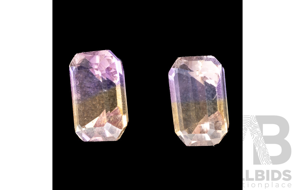 Ametrine (2) Natural Emerald Cut Gemstones, 3.90ct