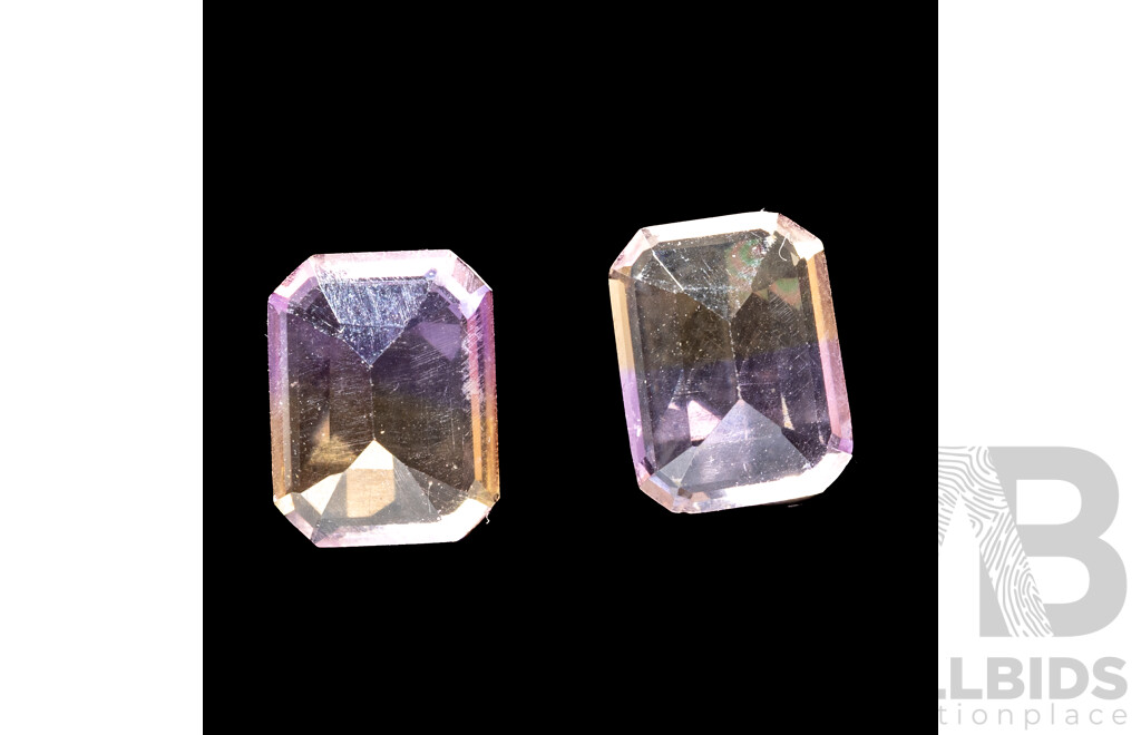 Ametrine (2) Natural Emerald Cut Gemstones, 3.90ct