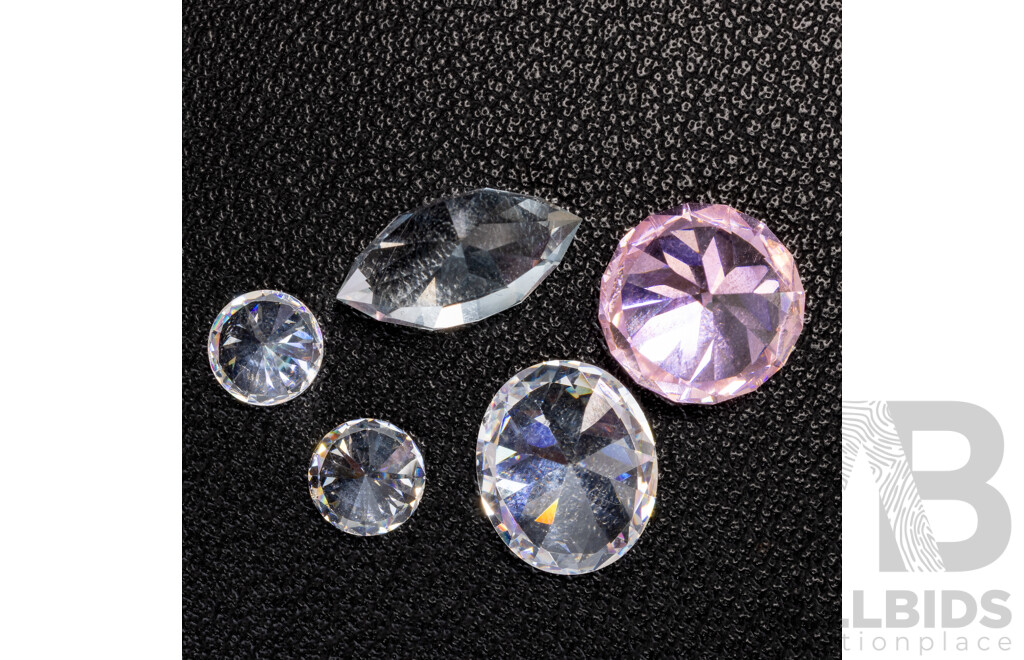 Collection of (5) Cubic Zirconia Gemstones, Oval, RBC and Marquise Cuts