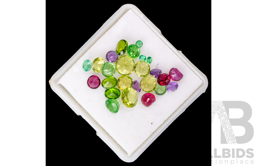 Collection of Small Peridot, Amethyst and Rhodolite Gemstones, 5.30ct