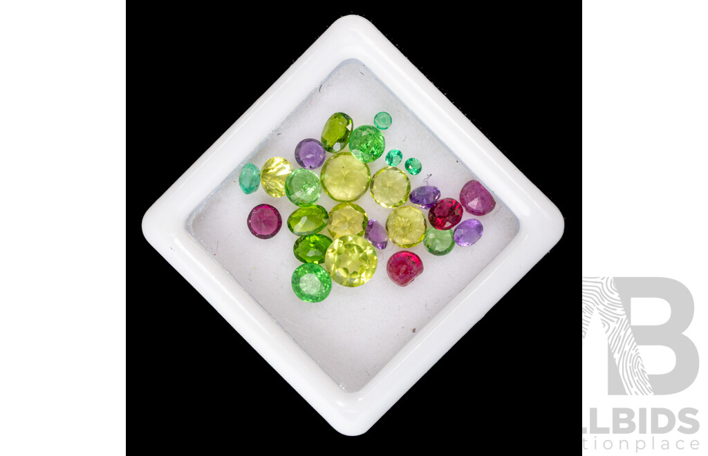 Collection of Small Peridot, Amethyst and Rhodolite Gemstones, 5.30ct